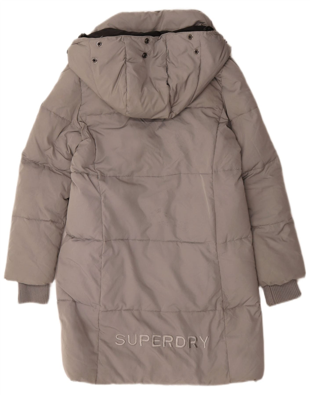 Damski, oversize'owy, ocieplany płaszcz z kapturem Superdry, UK 10, mały, szary