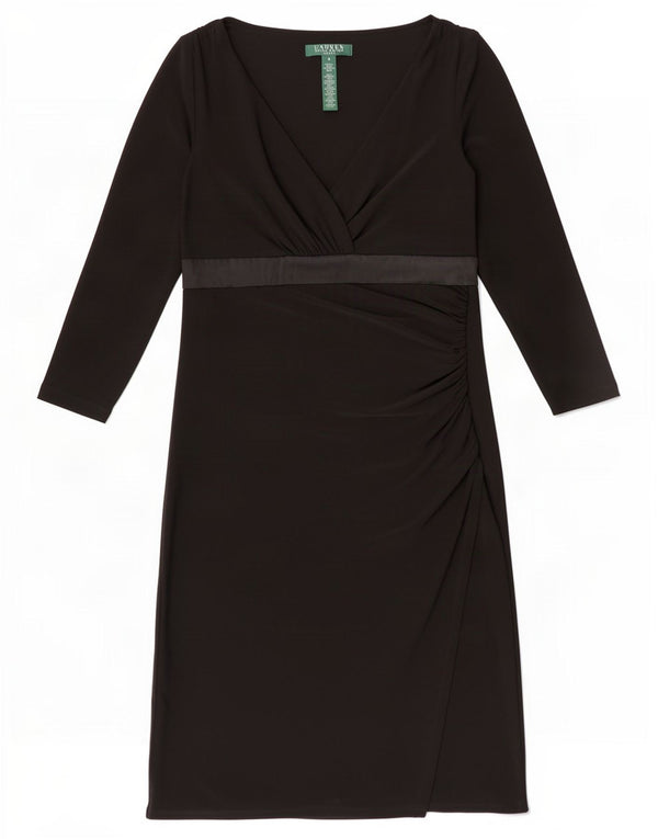 Ralph Lauren Womens 3/4 Sleeve Sheath Dress US 4 Small Black Polyester