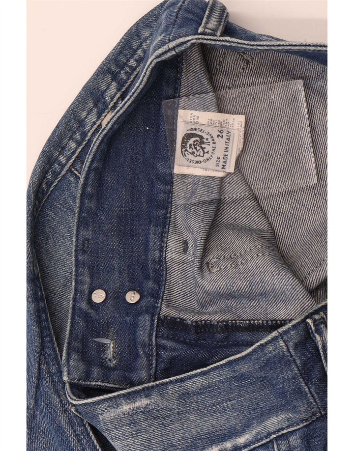 Damskie jeansy Diesel w trudnej sytuacji, przycięte W26 L25, niebieska bawełna