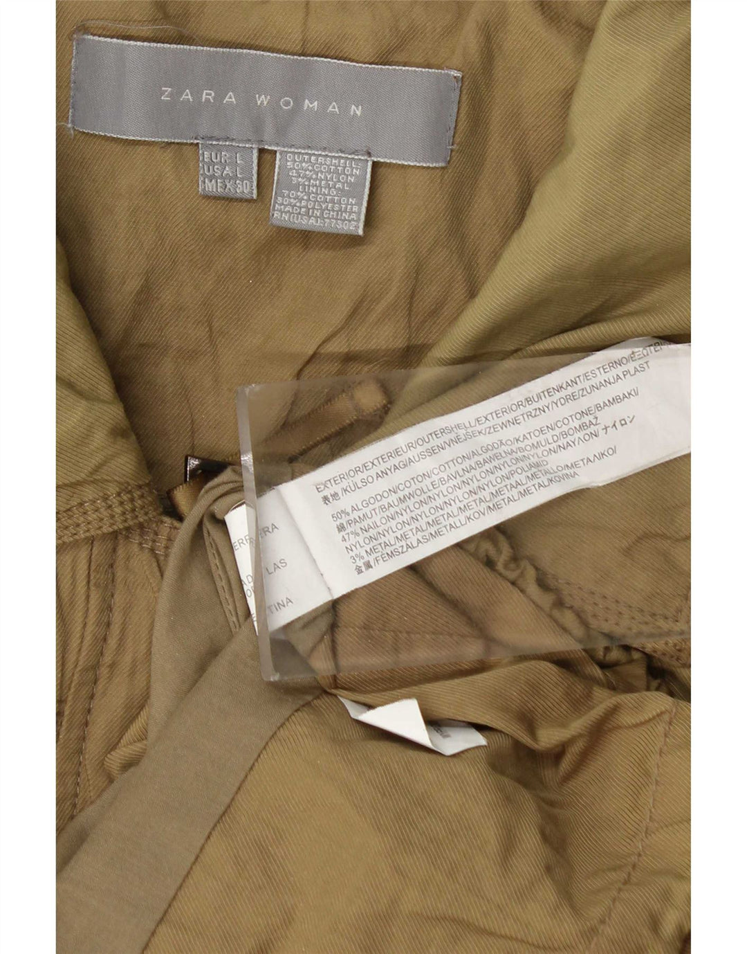 Damska kurtka użytkowa Zara UK 16, duża, bawełniana khaki