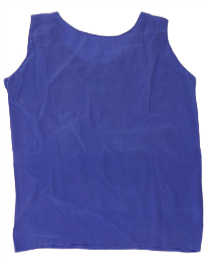 Vintage damska kamizelka prześwitująca Top UK 8 Small Blue Silk
