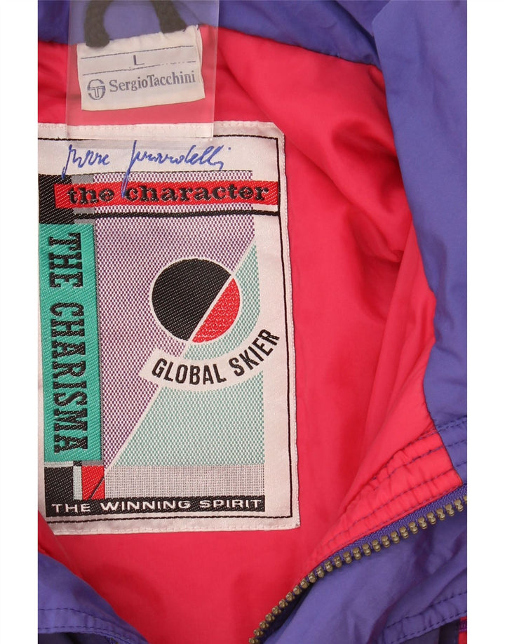 Męska kurtka narciarska SERGIO TACCHINI z kapturem UK 40, duża granatowa, z blokami kolorów