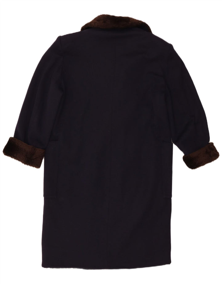 Damski płaszcz dwurzędowy Sportmax UK 16, duży, granatowy