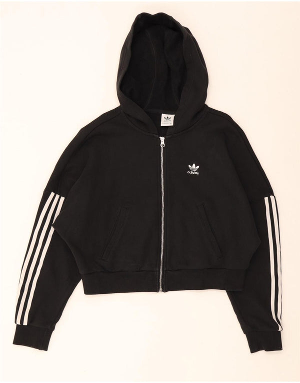 Damski sweter Adidas Crop Oversize z kapturem i zamkiem błyskawicznym UK 8, mały, czarny, bawełniany