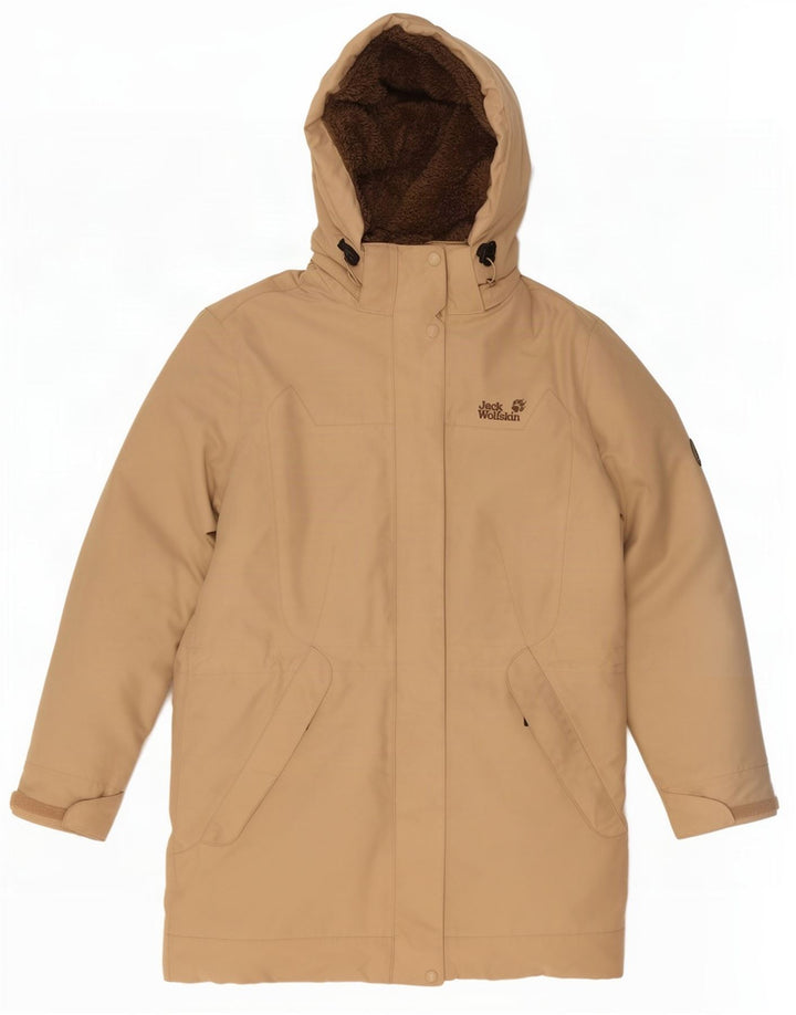 Damska kurtka parka z kapturem Jack Wolfskin UK 14, średni beżowy poliester