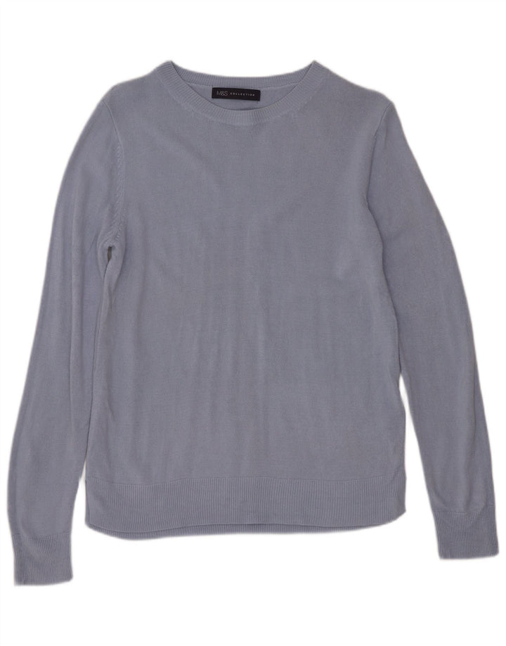 Marks & Spencer Damski sweter z okrągłym dekoltem UK 10, mały, niebieski akryl