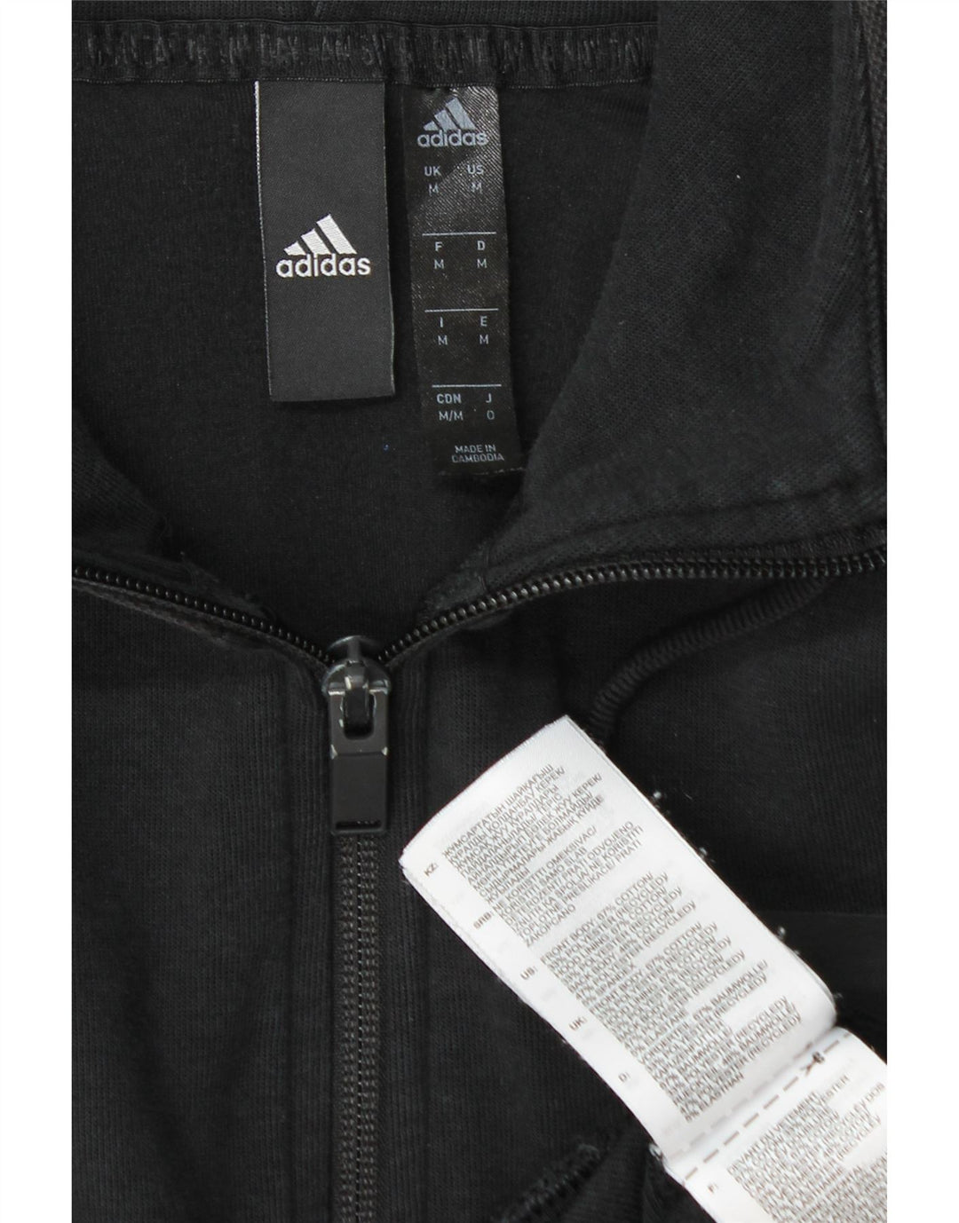 Adidas Męski sweter z kapturem i zamkiem błyskawicznym, średni czarny, bawełniany