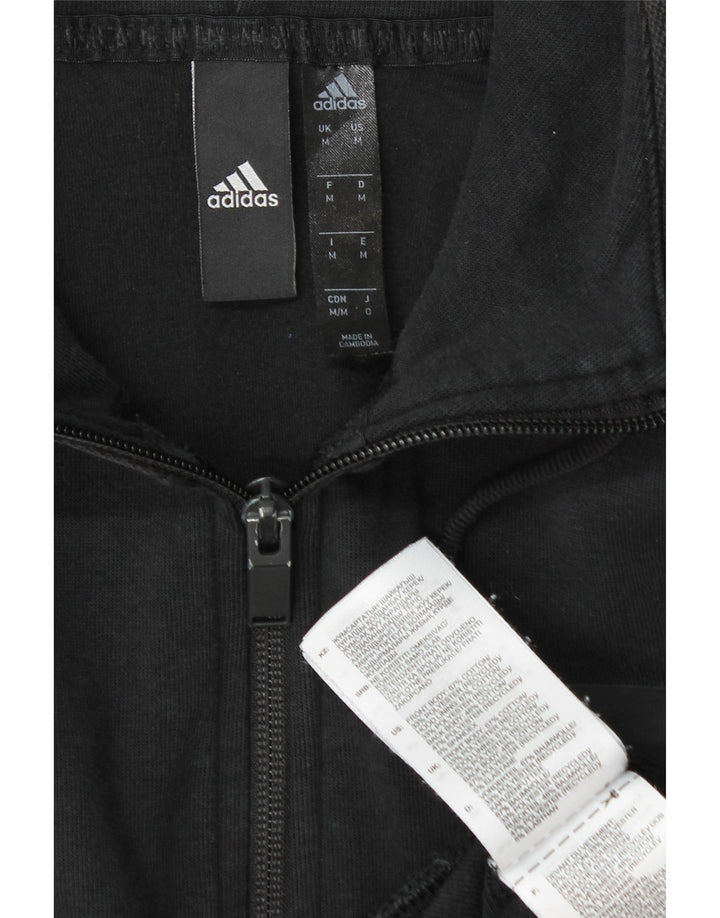 Adidas Męski sweter z kapturem i zamkiem błyskawicznym, średni czarny, bawełniany