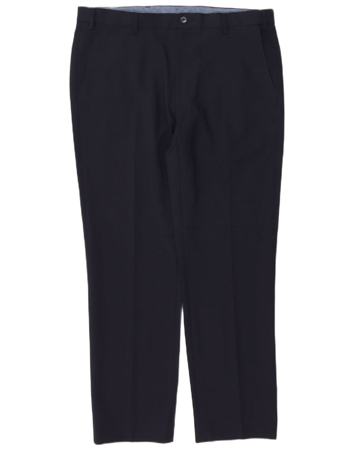 Męskie spodnie chino o regularnym kroju Marks & Spencer W36 L31 Granatowy poliester