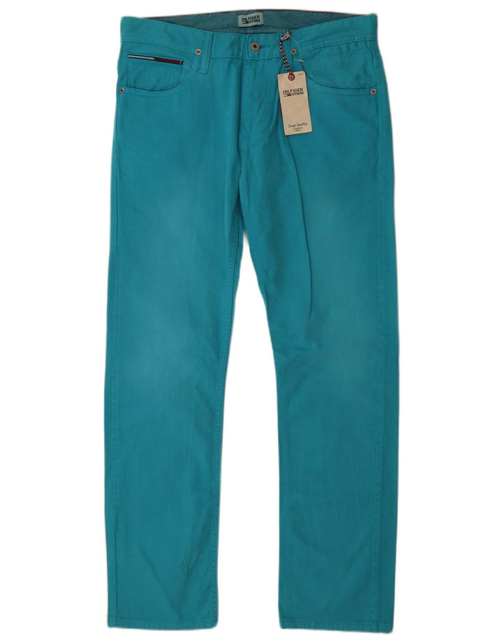 Męskie proste dżinsy TOMMY HILFIGER W33 L32 Turkusowa bawełna