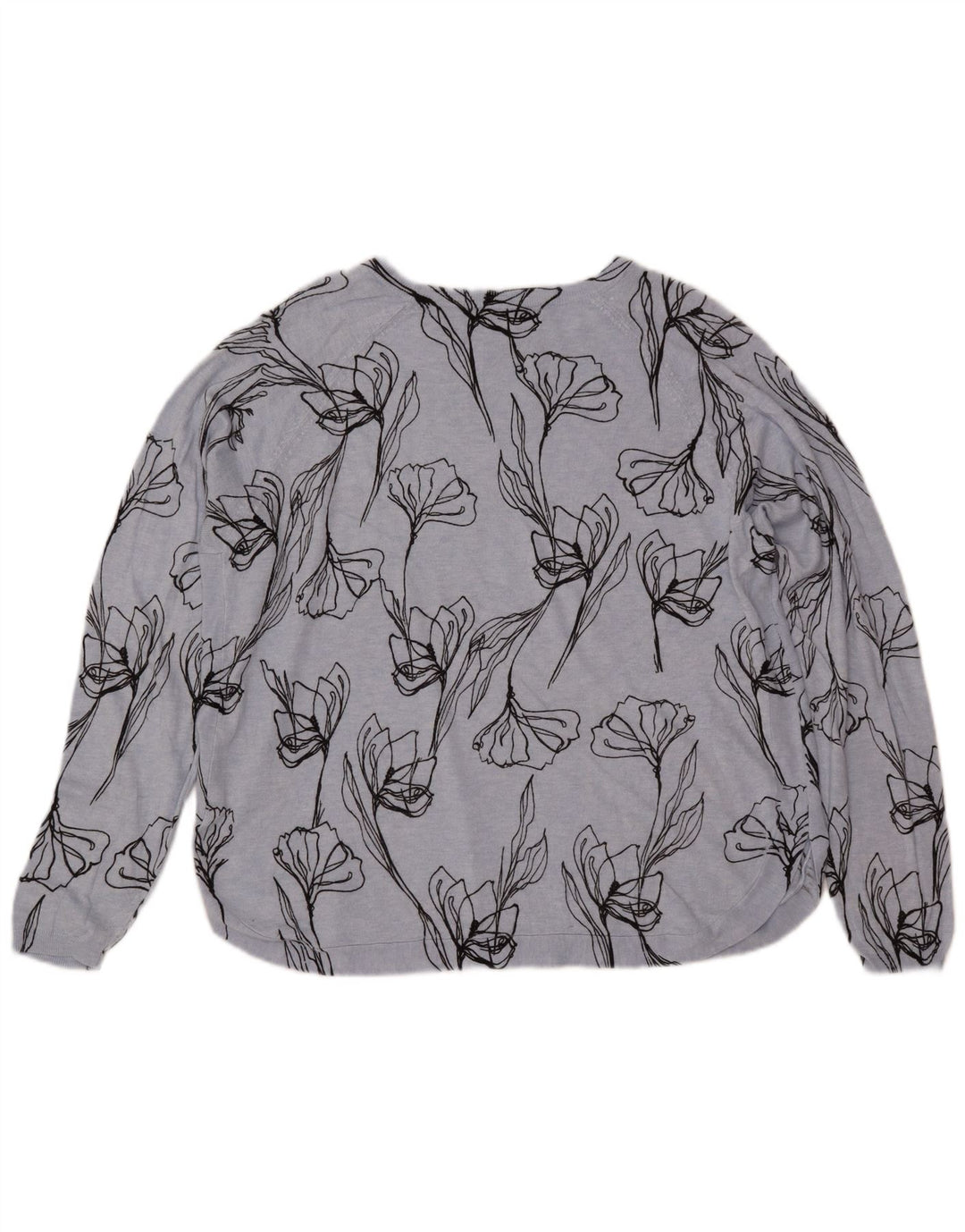 MARKS & SPENCER Damski sweter z dekoltem w łódkę UK 18 XL Niebieski w kwiaty