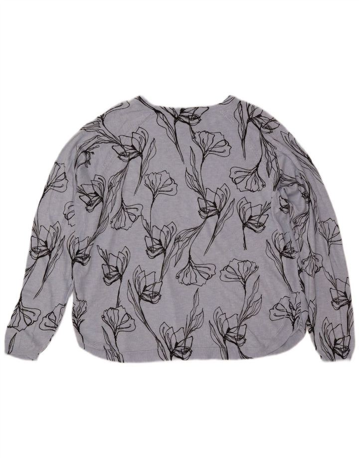 MARKS & SPENCER Damski sweter z dekoltem w łódkę UK 18 XL Niebieski w kwiaty