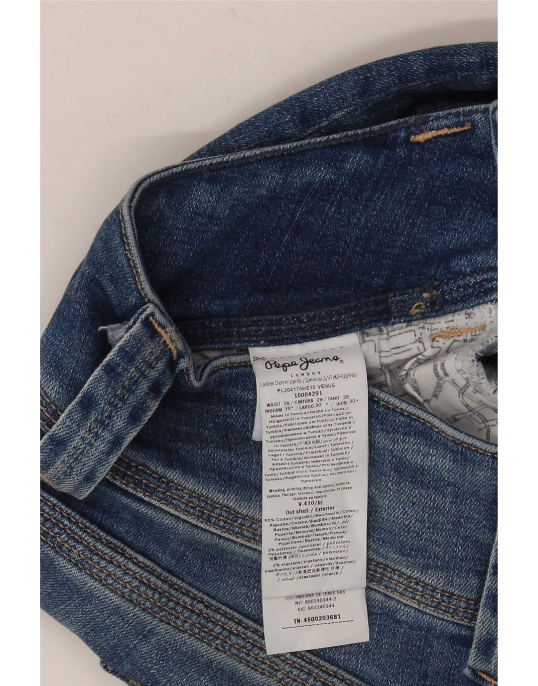 PEPE Jeans Damskie wąskie dżinsy W29 L30 Niebieskie bawełniane
