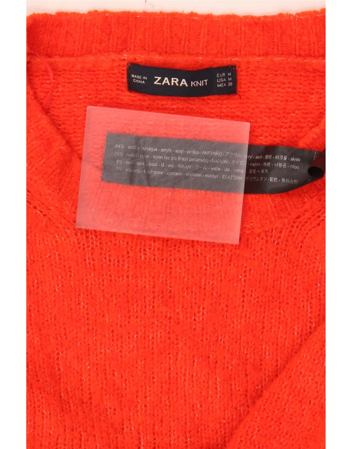 Damski sweter z długim rękawem i okrągłym dekoltem Zara UK 14, średni czerwony