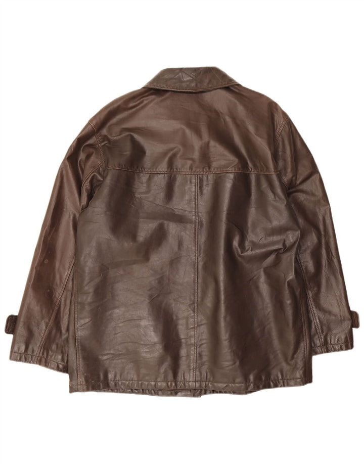 Vintage męska luźna skórzana kurtka IT 48 średnio brązowa skóra