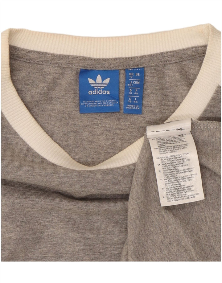 Damska koszulka Adidas z długim rękawem UK 12, średnia szara, nakrapiana bawełna