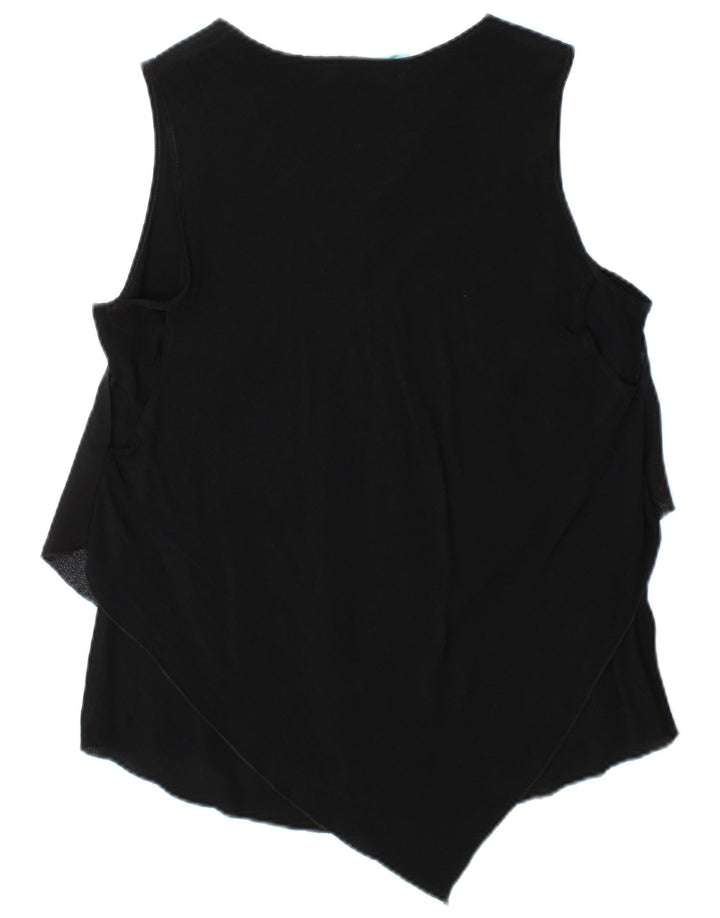 DESIGUAL Damska bluzka bez rękawów Top UK 14, duża, czarna w kwiaty