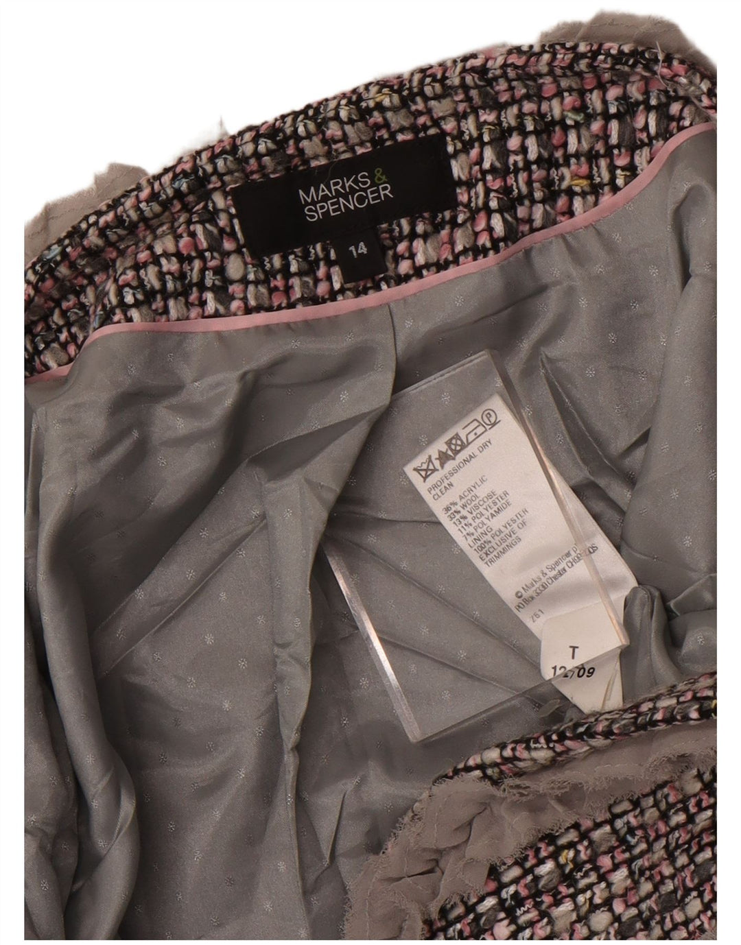 Marks & Spencer Bolero damskie z rękawem 3/4 UK 14, średnia szara kratka