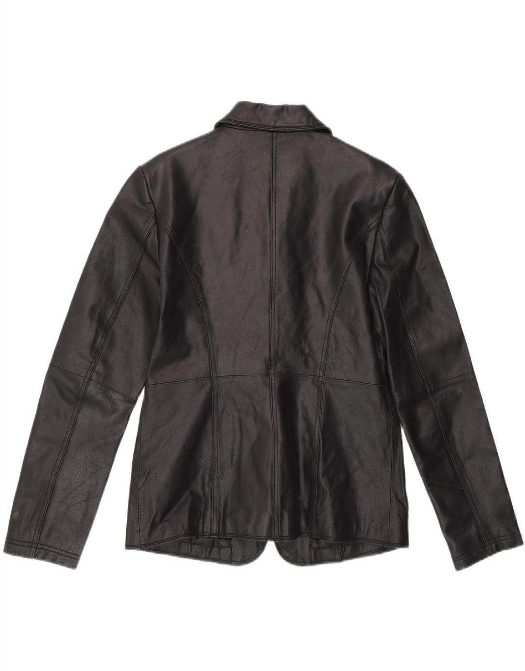 PACO Womens 2 Button Leather Blazer Jacket UK 10 Small Black Leather Vintage Paco and Second-Hand Paco from Messina Hembry 