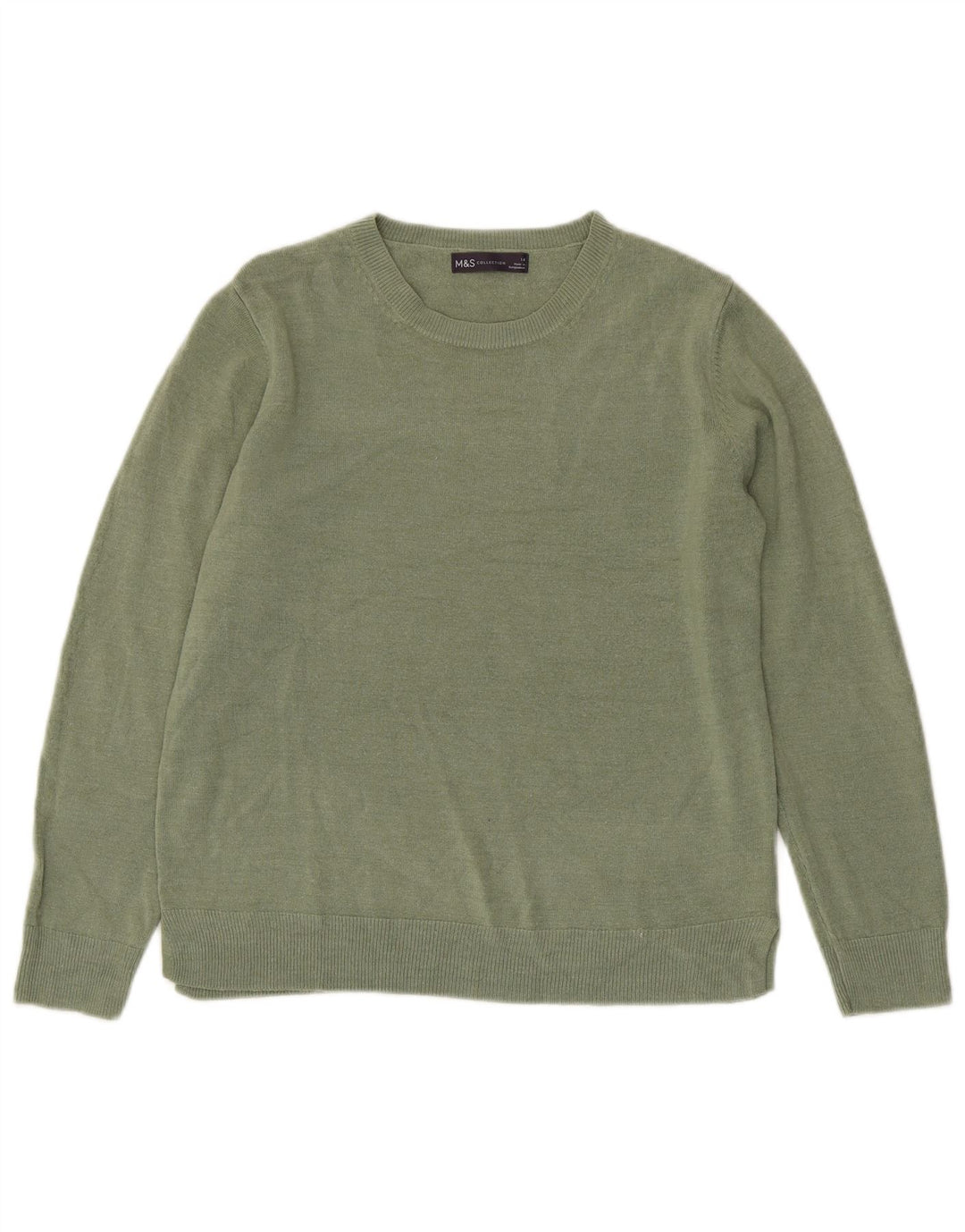 Marks & Spencer Damski sweter z dekoltem w łódkę, UK 14, średni zielony