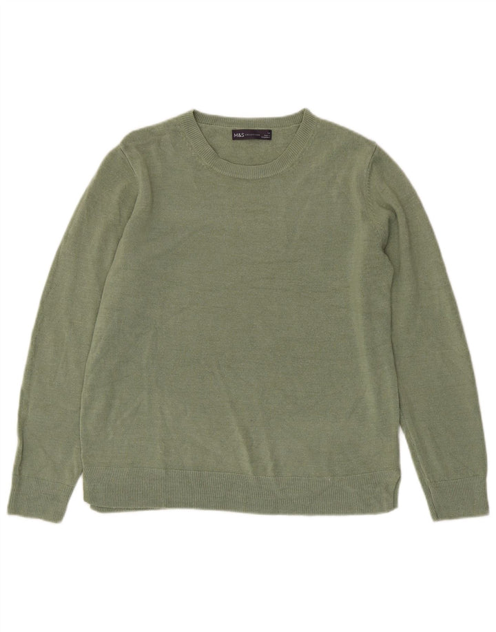 Marks & Spencer Damski sweter z dekoltem w łódkę, UK 14, średni zielony
