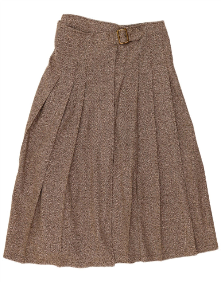 Vintage damska plisowana spódnica kopertowa IT 44 Medium W30 brązowa jodełka