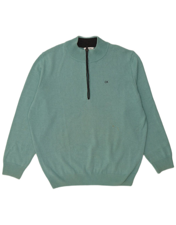 Męski sweter zapinany na zamek Calvin Klein 2XL, niebieski, bawełniany