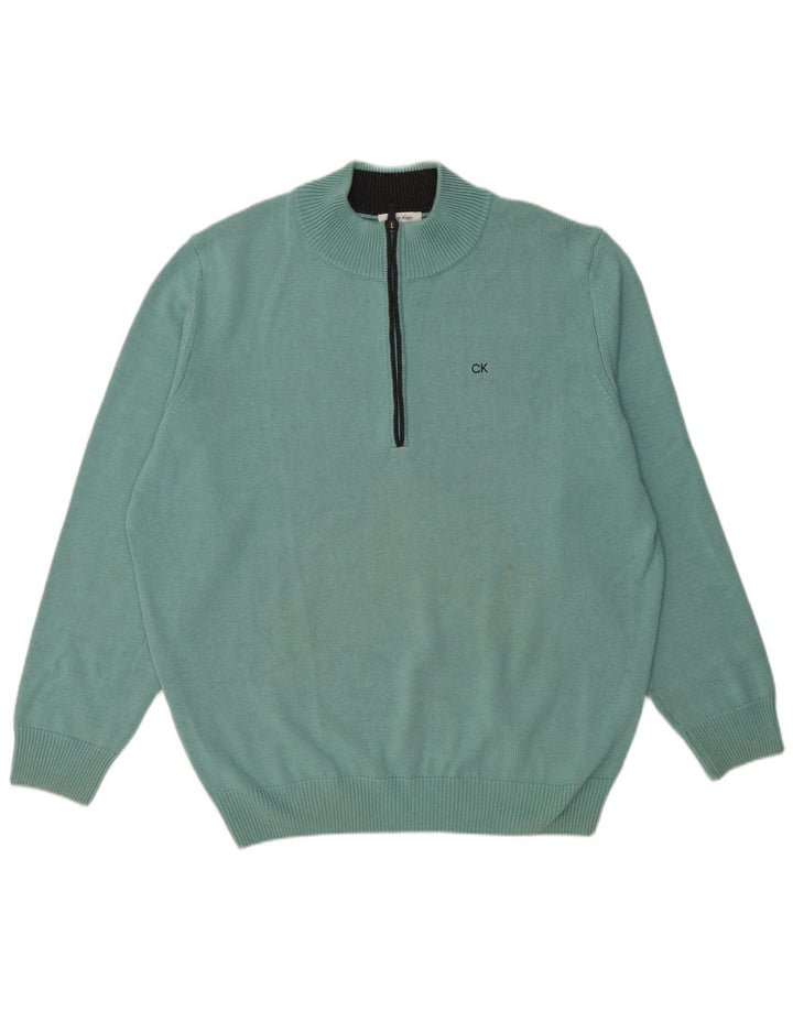 Męski sweter zapinany na zamek Calvin Klein 2XL, niebieski, bawełniany