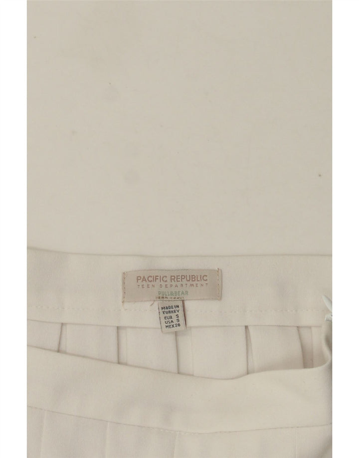 Damska plisowana spódnica Pull & Bear Mini Knife, mała W26, biała