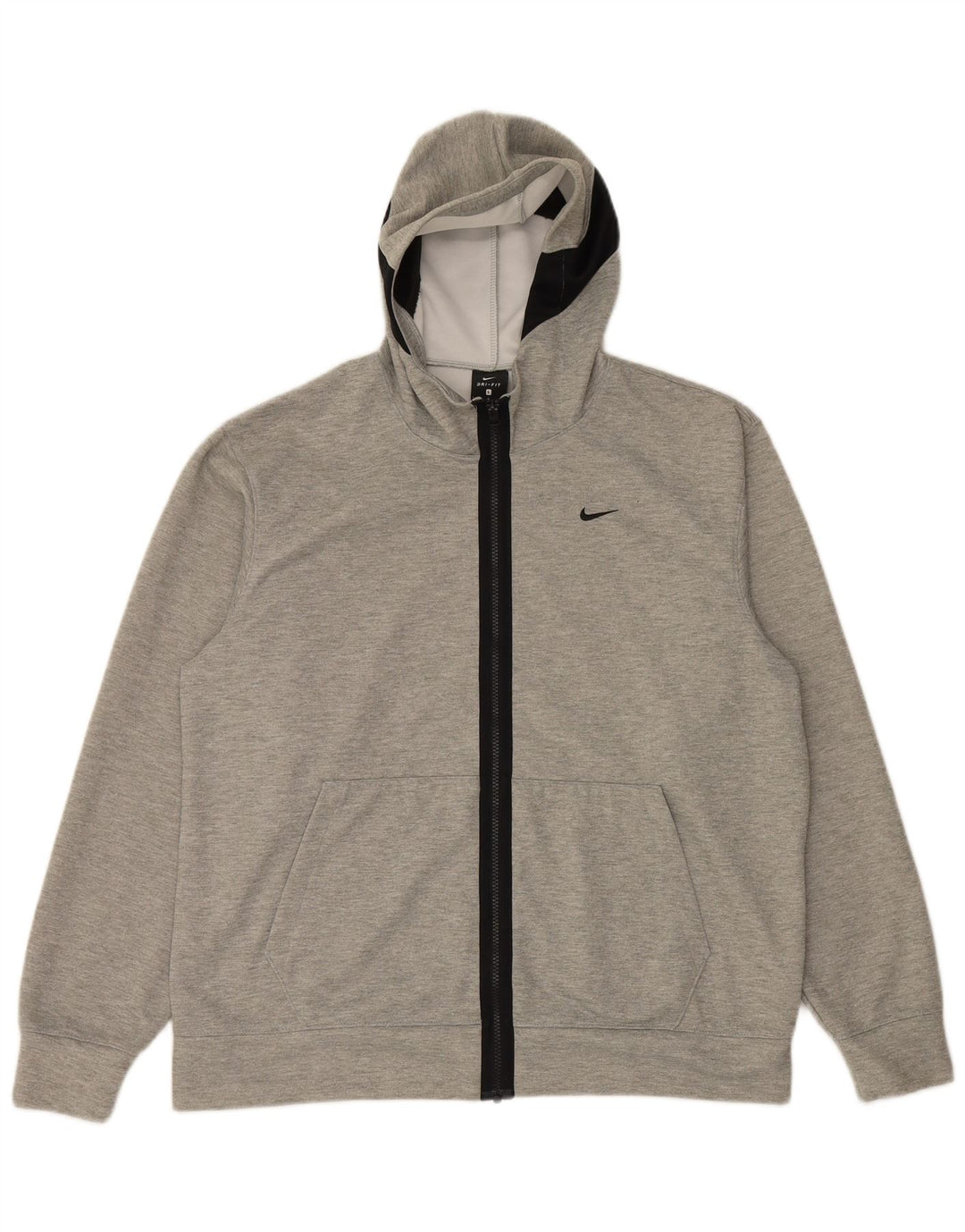 Męski sweter z kapturem i zamkiem błyskawicznym Nike Dri Fit, duży, szary, nakrapiany poliester