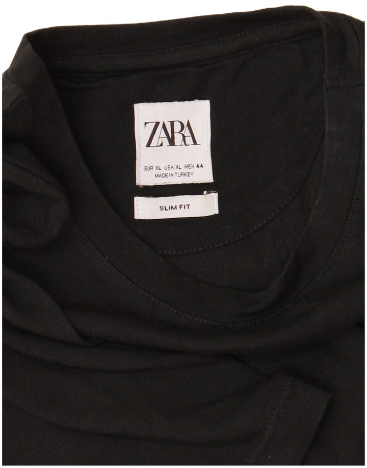 Męski T-shirt ZARA Slim Fit Top XL, czarny