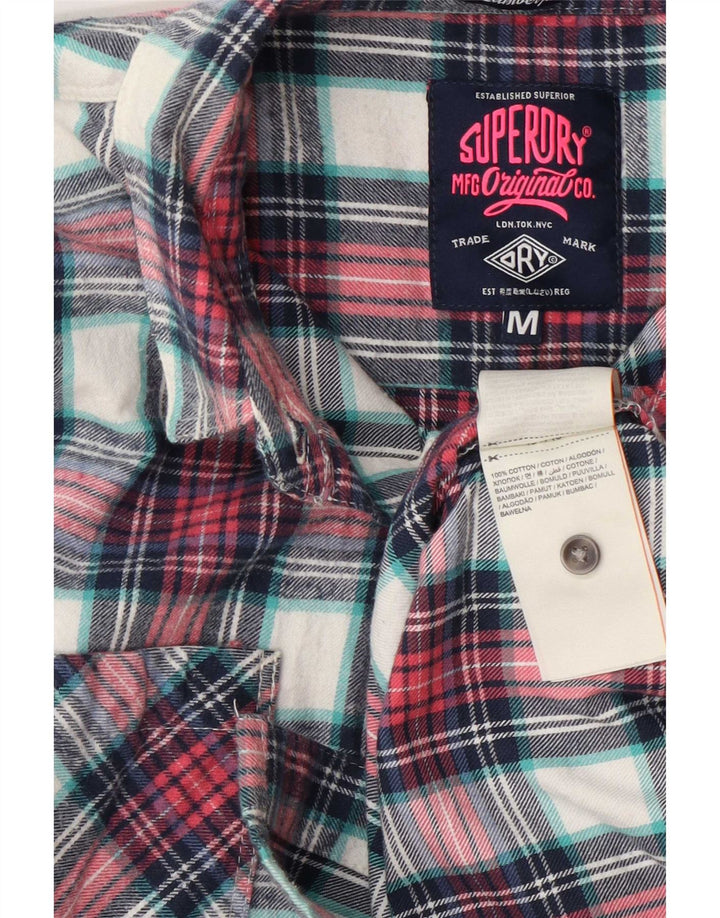 Damska koszula flanelowa Superdry UK 14, bawełniana w średnią czerwoną kratkę