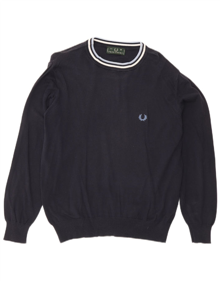 Męski sweter z okrągłym wycięciem pod szyją Fred Perry Średni granatowy, bawełniany w paski
