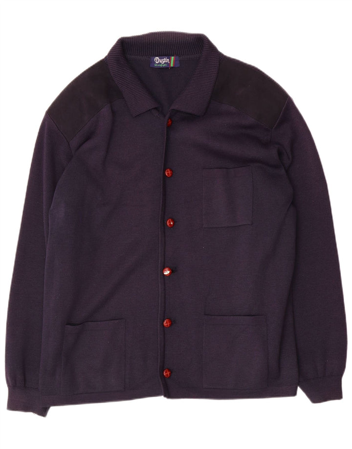 Vintage męski sweter rozpinany, duży, granatowy