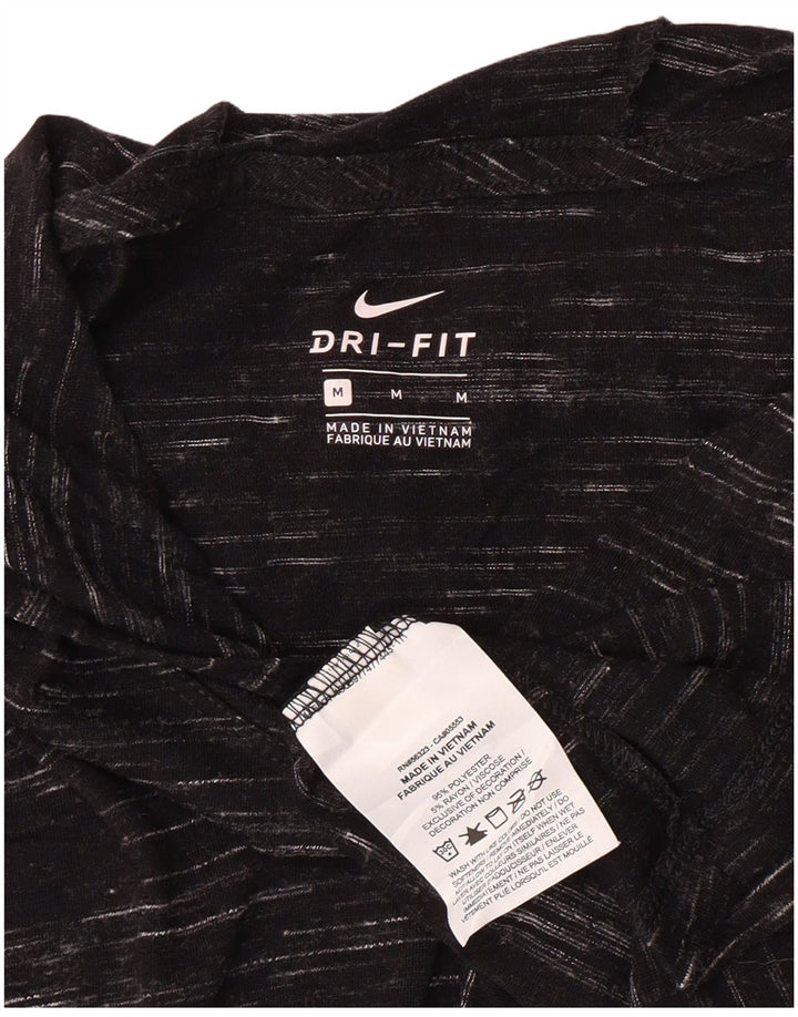 Damski T-shirt z kapturem Nike, UK 14, średni, czarny, nakrapiany poliester