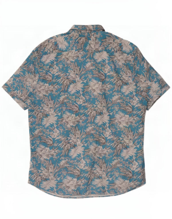 Męska hawajska koszula z krótkim rękawem Ted Baker, rozmiar 6, 2XL, niebieska, bawełniana w kwiaty