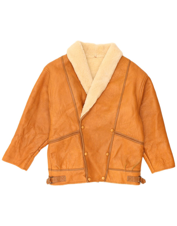 Vintage Mens Shearling Jacket UK 36 Small Brown