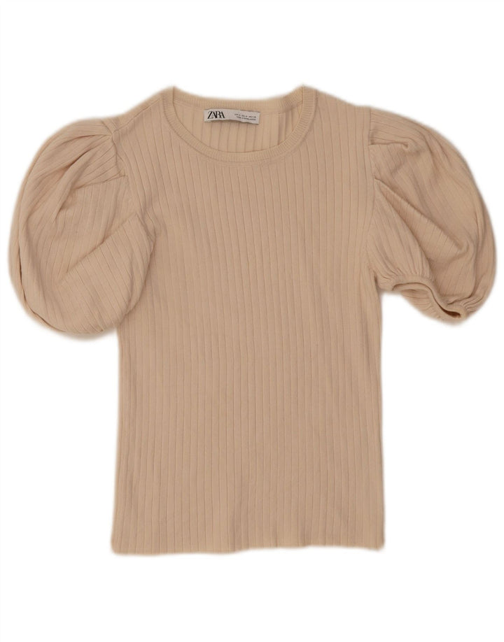 Damska bluzka Zara Crop Top UK 12 Medium Off White Wiskoza