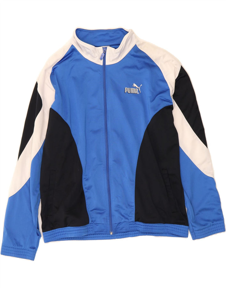 PUMA Mens Tracksuit Top Jacket Large Blue Colourblock Polyester Vintage Puma and Second-Hand Puma from Messina Hembry 