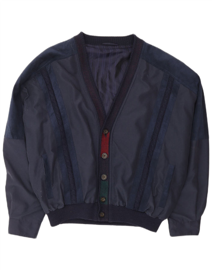 Męska kurtka bomberka VINTAGE UK 42 XL granatowa, poliestrowa