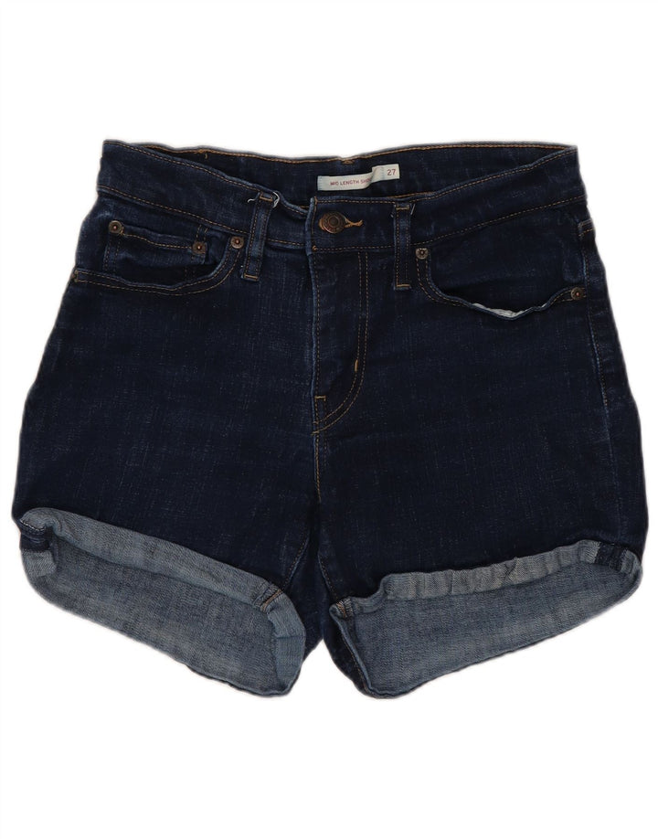 Damskie spodenki jeansowe LEVI'S ze średnim stanem W27, małe, granatowe, bawełniane