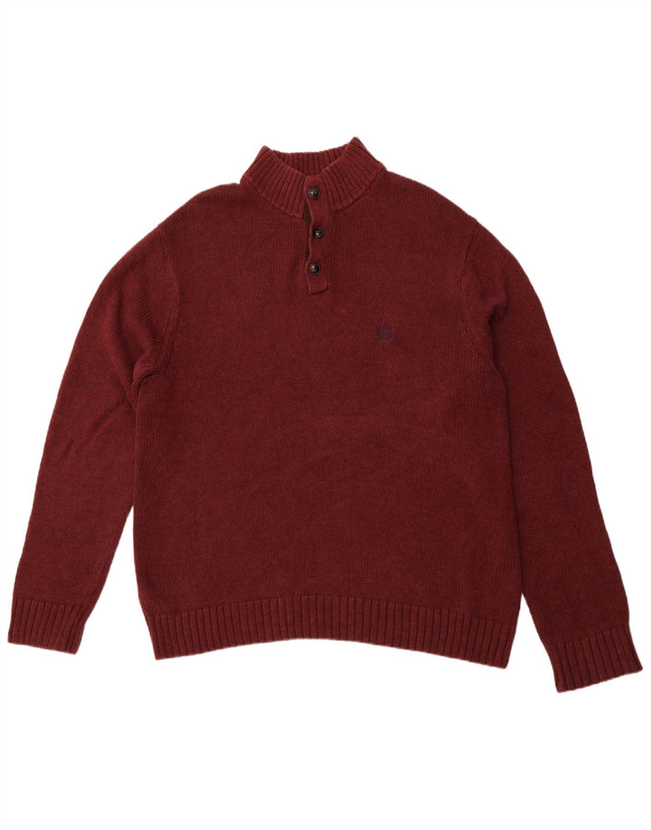 Męski sweter zapinany na guziki CHAPS XL, bordowa bawełna