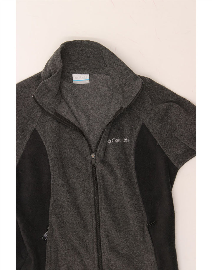 COLUMBIA Womens Fleece Jacket UK 12 Medium Grey Colourblock Polyester Vintage Columbia and Second-Hand Columbia from Messina Hembry 