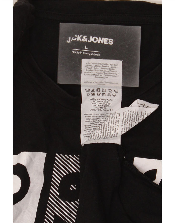 Męski T-shirt z grafiką Jack & Jones, duży, czarny, bawełniany