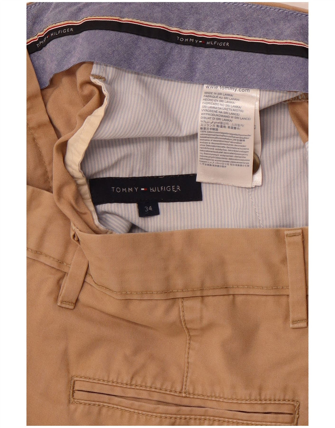 Męskie spodenki chino TOMMY HILFIGER W34 duże, beżowe, bawełniane