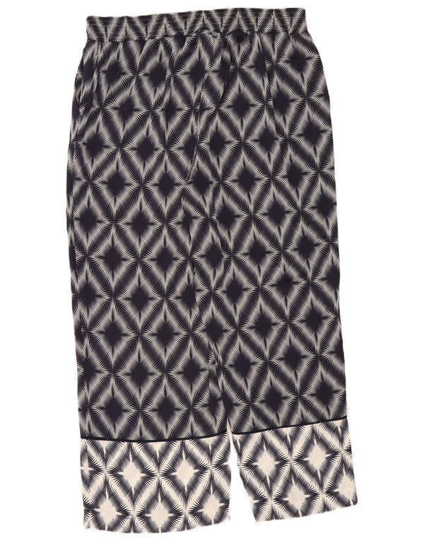 Marks & Spencer Womens Trousers UK 18 XL W36 L30 Navy Blue Geometric