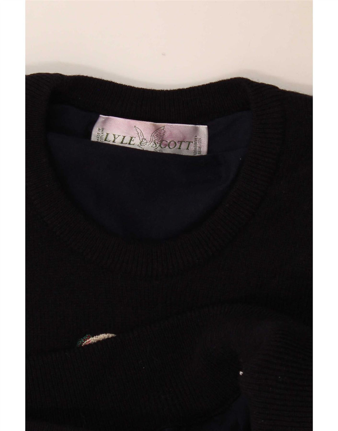Męski sweter z okrągłym dekoltem Lyle & Scott, średni granatowy