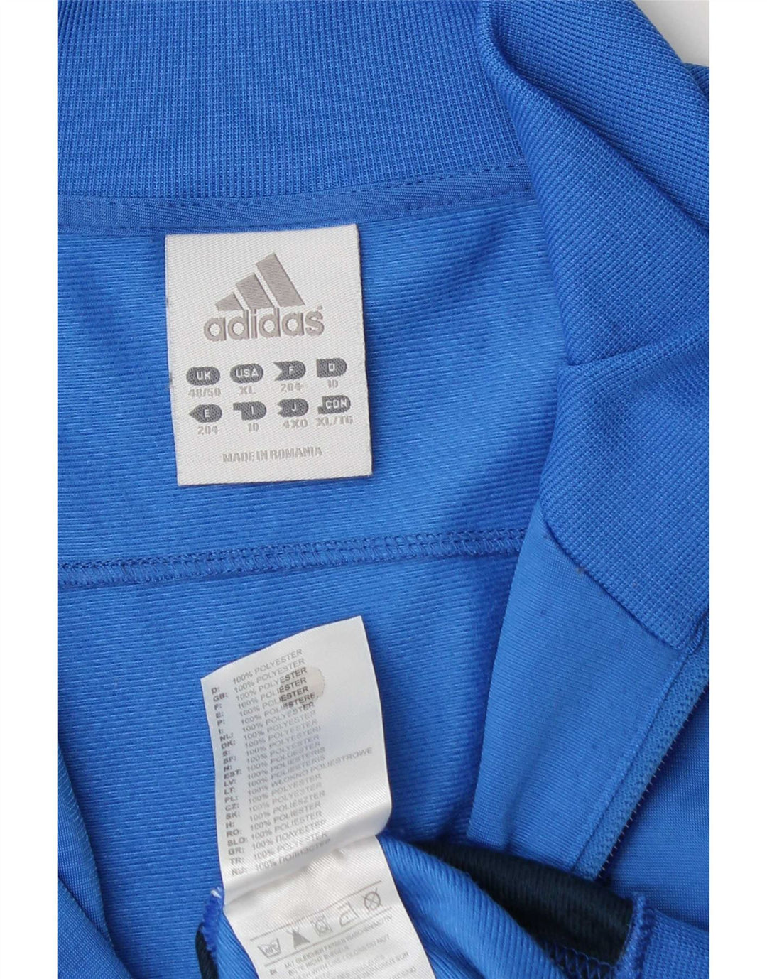 Adidas Męska bluza dresowa UK 48/50 XL Niebieski poliester z blokami kolorów