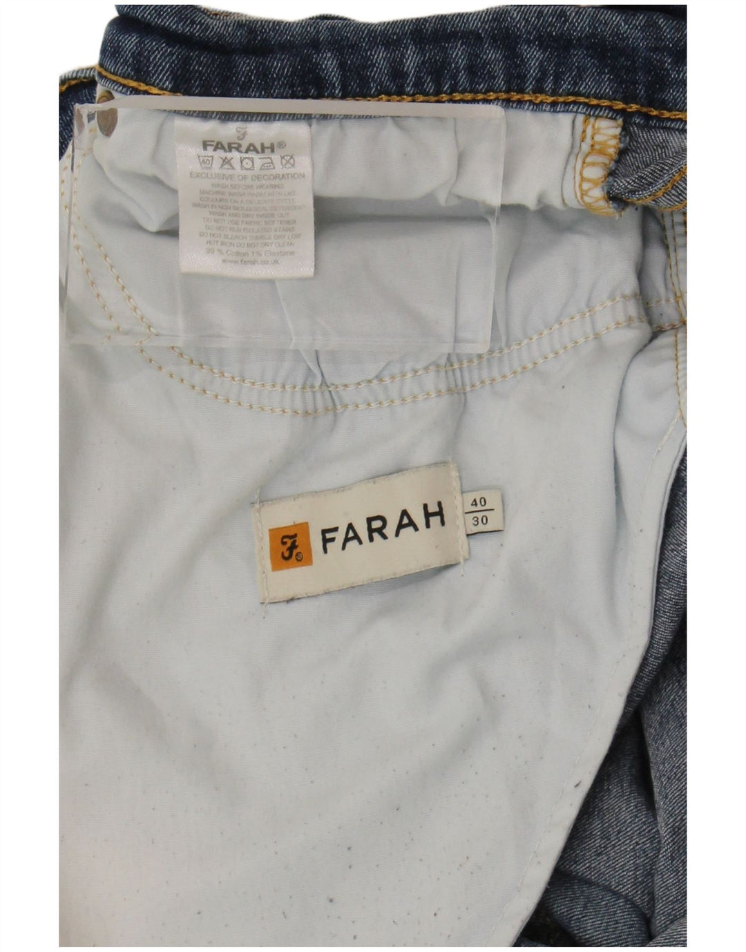 Męskie jeansy slim fit Farah W40 L30 Niebieskie bawełniane