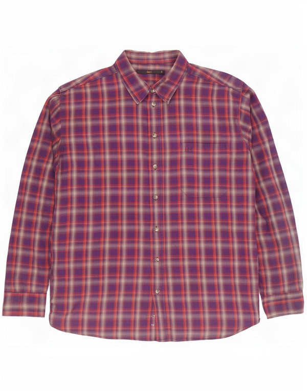 Męska koszula flanelowa Lee 2XL, bawełniana w fioletową kratkę